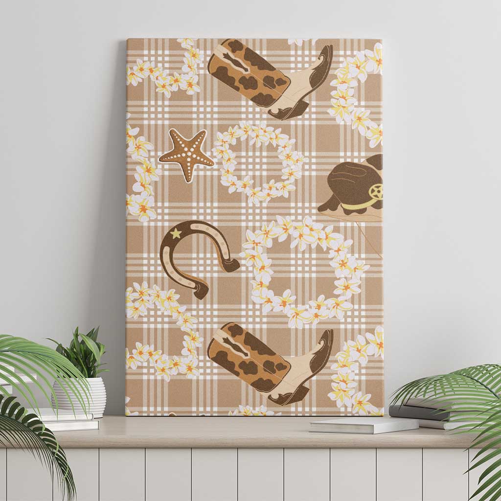 Aloha Hawaii Paniolo Khaki Palaka Canvas Wall Art Coastal Rodeo - Polynesian Pride