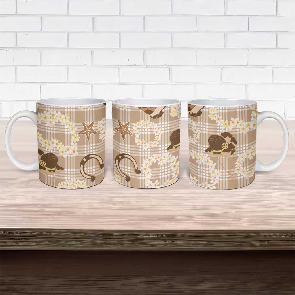 Aloha Hawaii Paniolo Khaki Palaka Ceramic Mug Coastal Rodeo - Polynesian Pride