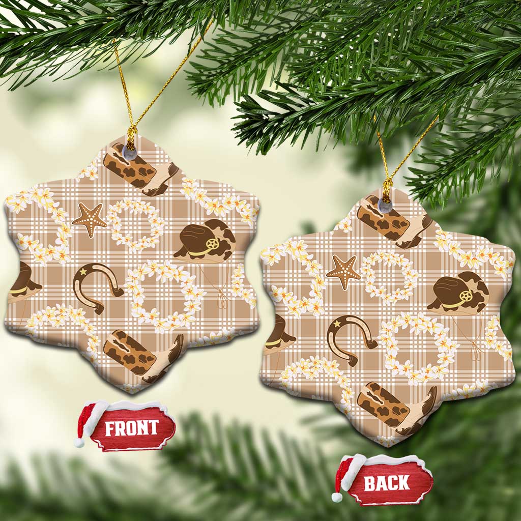 Aloha Hawaii Paniolo Khaki Palaka Ceramic Ornament Coastal Rodeo - Polynesian Pride