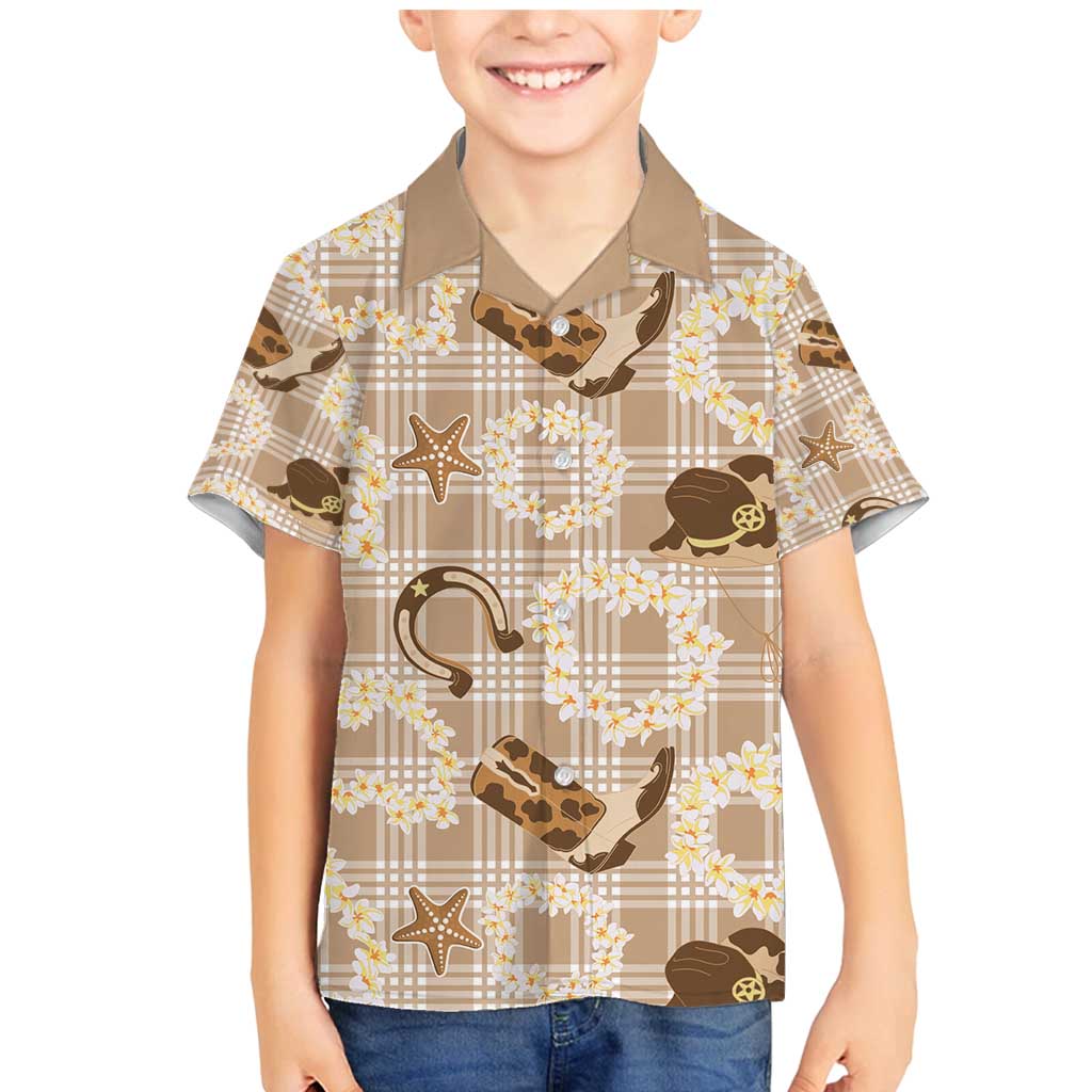 Aloha Hawaii Paniolo Khaki Palaka Family Matching Mermaid Dress and Hawaiian Shirt Coastal Rodeo - Polynesian Pride