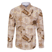 Aloha Hawaii Paniolo Khaki Palaka Family Matching Puletasi and Hawaiian Shirt Coastal Rodeo - Polynesian Pride