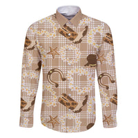 Aloha Hawaii Paniolo Khaki Palaka Family Matching Tank Maxi Dress and Hawaiian Shirt Coastal Rodeo - Polynesian Pride