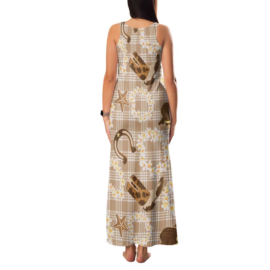 Aloha Hawaii Paniolo Khaki Palaka Family Matching Tank Maxi Dress and Hawaiian Shirt Coastal Rodeo - Polynesian Pride