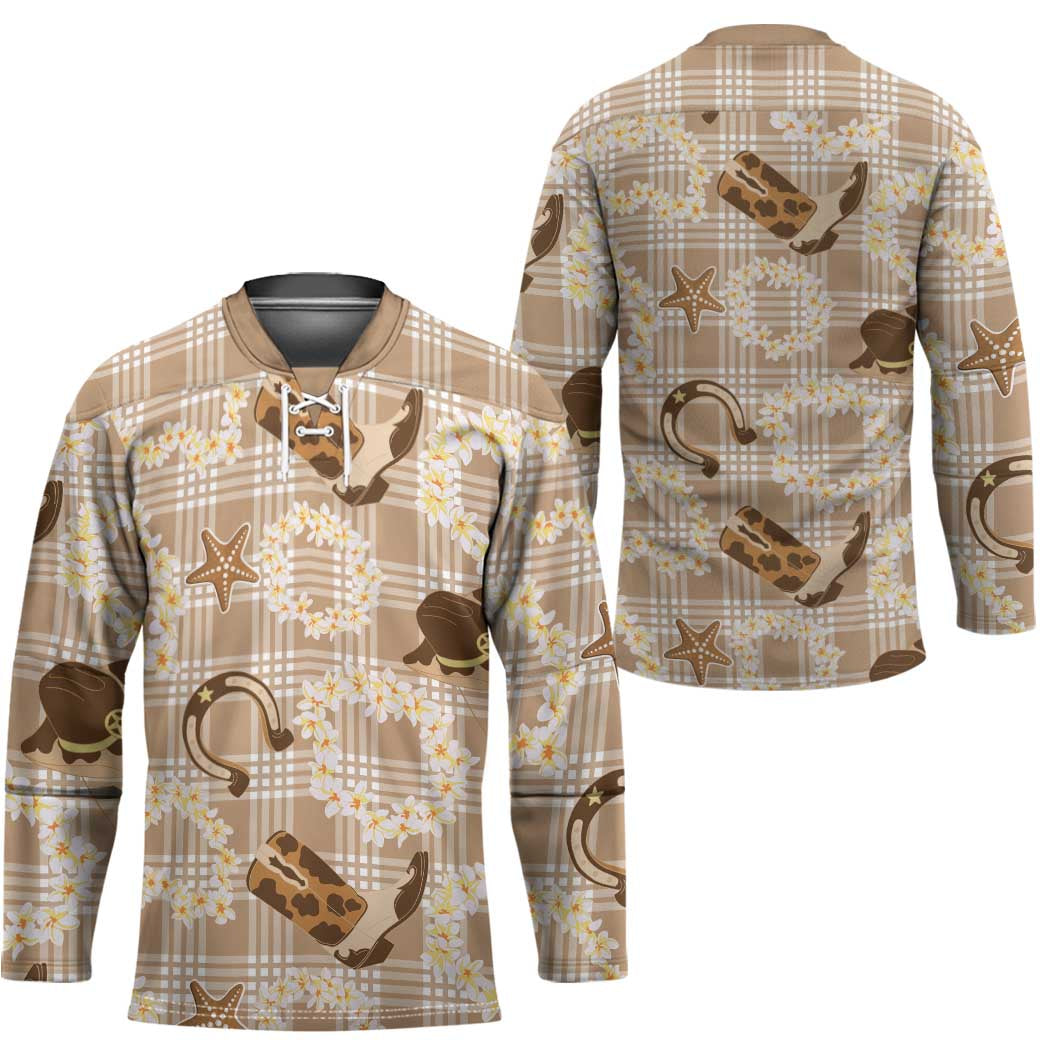 Aloha Hawaii Paniolo Khaki Palaka Hockey Jersey Coastal Rodeo - Polynesian Pride