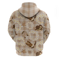 Aloha Hawaii Paniolo Khaki Palaka Hoodie Coastal Rodeo - Polynesian Pride