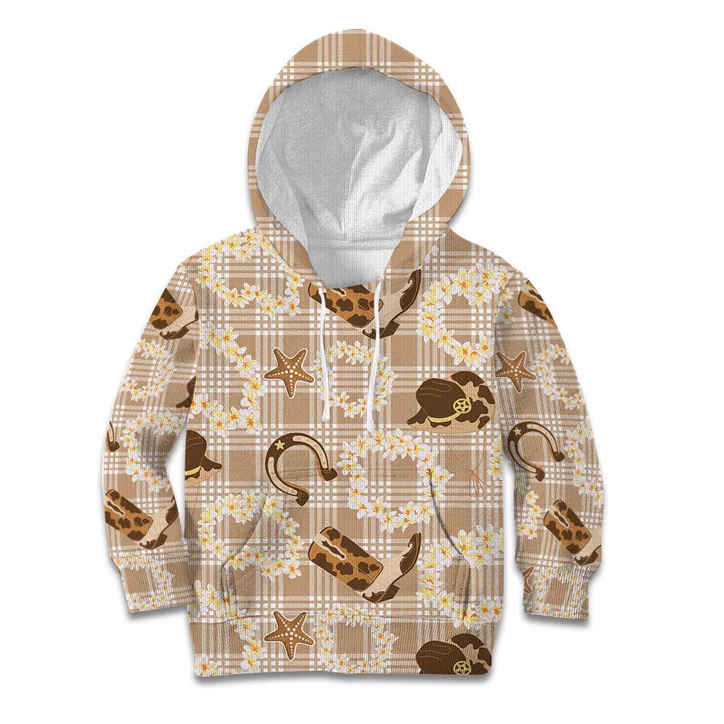 Aloha Hawaii Paniolo Khaki Palaka Kid Hoodie Coastal Rodeo - Polynesian Pride