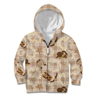 Aloha Hawaii Paniolo Khaki Palaka Kid Hoodie Coastal Rodeo LT7 Zip Hoodie Khaki - Polynesian Pride