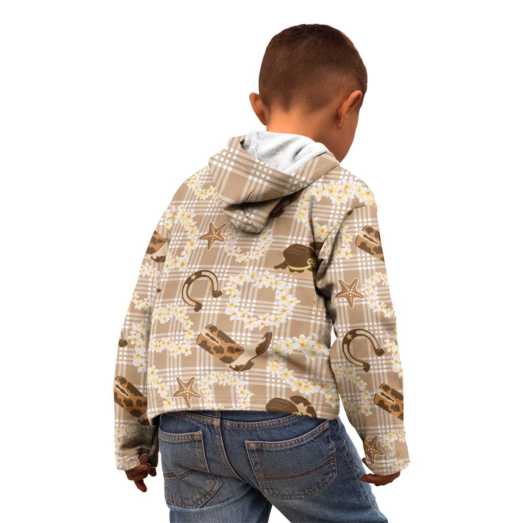 Aloha Hawaii Paniolo Khaki Palaka Kid Hoodie Coastal Rodeo LT7 - Polynesian Pride