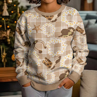 Aloha Hawaii Paniolo Khaki Palaka Kid Ugly Christmas Sweater Coastal Rodeo - Polynesian Pride