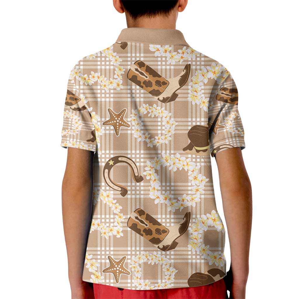 Aloha Hawaii Paniolo Khaki Palaka Kid Polo Shirt Coastal Rodeo - Polynesian Pride