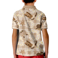 Aloha Hawaii Paniolo Khaki Palaka Kid Polo Shirt Coastal Rodeo - Polynesian Pride