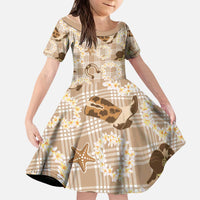 Aloha Hawaii Paniolo Khaki Palaka Kid Short Sleeve Dress Coastal Rodeo - Polynesian Pride
