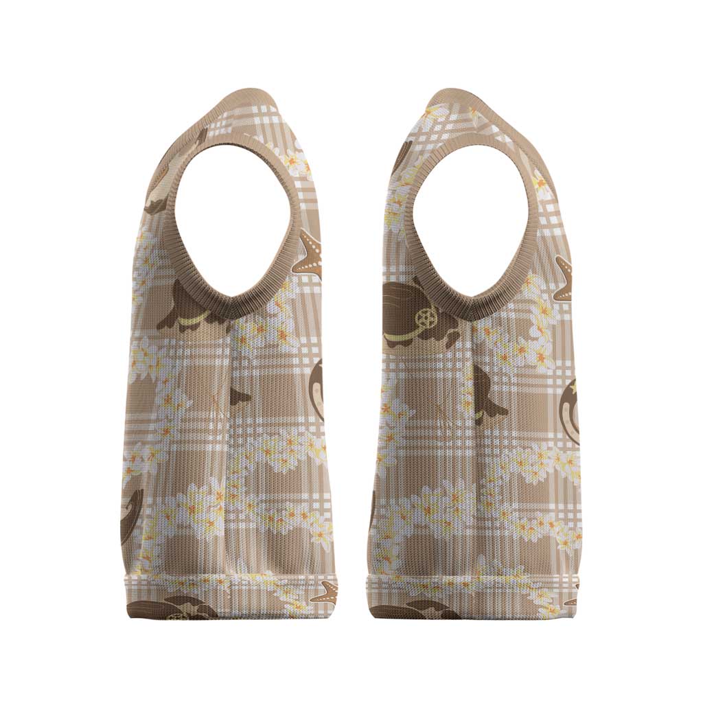 Aloha Hawaii Paniolo Khaki Palaka Christmas Knitted V-Neck Vest Coastal Rodeo - Polynesian Pride