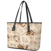 Aloha Hawaii Paniolo Khaki Palaka Leather Tote Bag Coastal Rodeo - Polynesian Pride