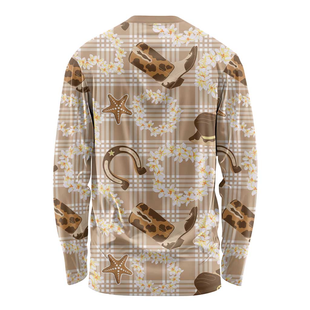 Aloha Hawaii Paniolo Khaki Palaka Long Sleeve Shirt Coastal Rodeo - Polynesian Pride