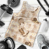 Aloha Hawaii Paniolo Khaki Palaka Men Tank Top Coastal Rodeo - Polynesian Pride