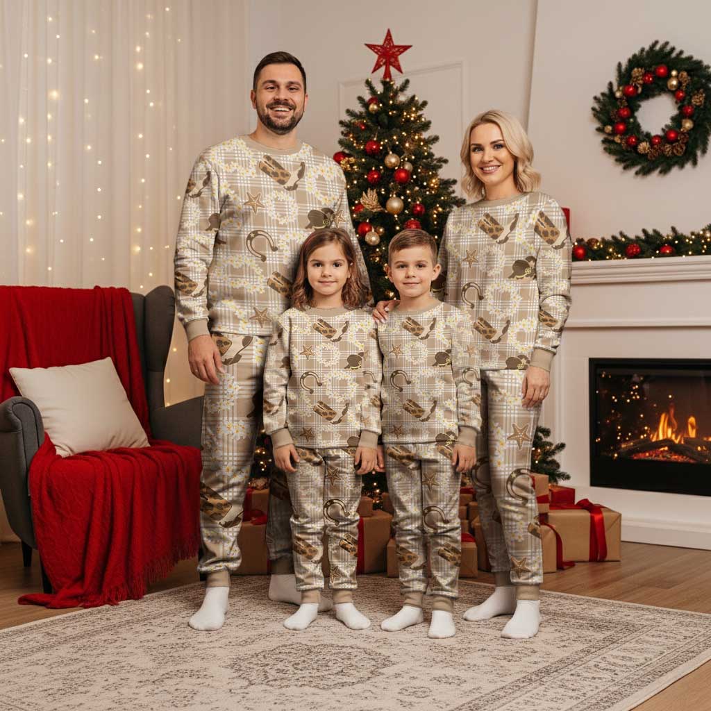 Aloha Hawaii Paniolo Khaki Palaka Christmas Pajama Set Coastal Rodeo LT7 - Polynesian Pride