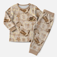 Aloha Hawaii Paniolo Khaki Palaka Christmas Pajama Set Coastal Rodeo LT7 Men Khaki - Polynesian Pride