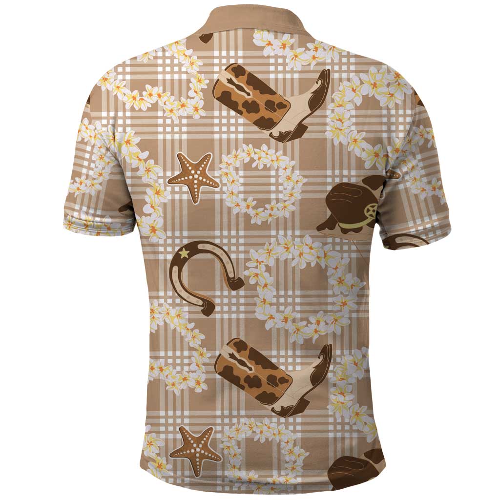 Aloha Hawaii Paniolo Khaki Palaka Polo Shirt Coastal Rodeo - Polynesian Pride