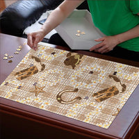 Aloha Hawaii Paniolo Khaki Palaka Puzzle Coastal Rodeo - Polynesian Pride