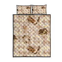Aloha Hawaii Paniolo Khaki Palaka Quilt Bed Set Coastal Rodeo - Polynesian Pride