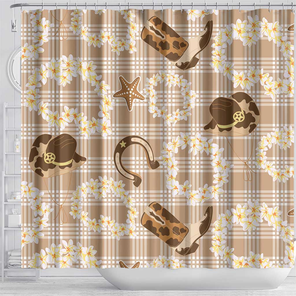 Aloha Hawaii Paniolo Khaki Palaka Shower Curtain Coastal Rodeo - Polynesian Pride