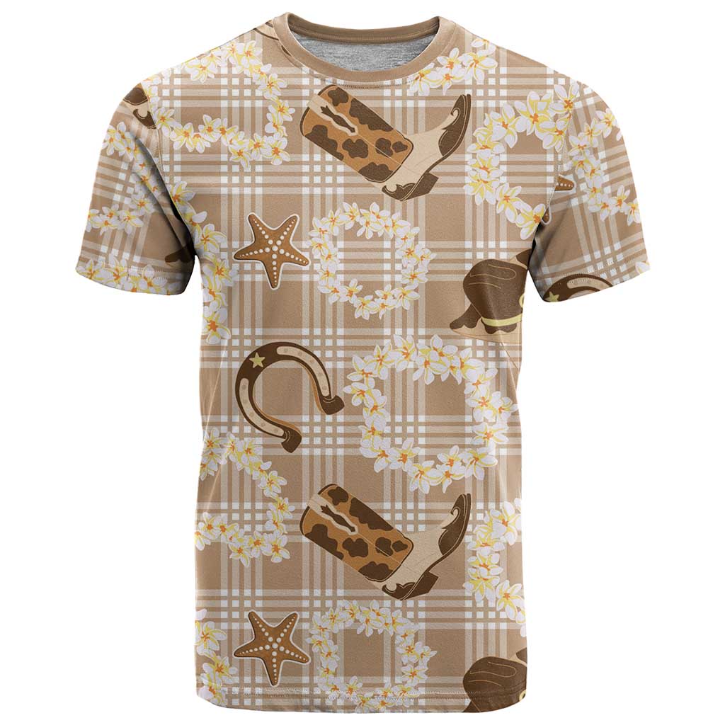 Aloha Hawaii Paniolo Khaki Palaka T Shirt Coastal Rodeo - Polynesian Pride