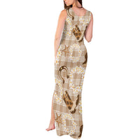 Aloha Hawaii Paniolo Khaki Palaka Tank Maxi Dress Coastal Rodeo - Polynesian Pride