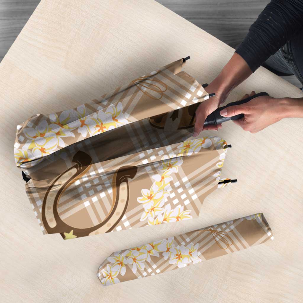 Aloha Hawaii Paniolo Khaki Palaka Umbrella Coastal Rodeo - Polynesian Pride