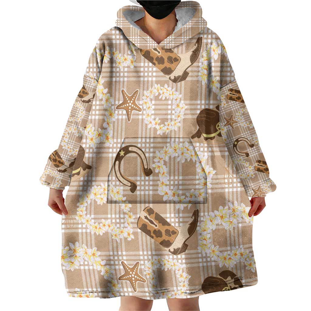 Aloha Hawaii Paniolo Khaki Palaka Wearable Blanket Hoodie Coastal Rodeo - Polynesian Pride