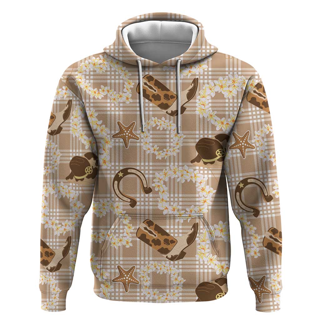 Aloha Hawaii Paniolo Khaki Palaka Zip Hoodie Coastal Rodeo - Polynesian Pride