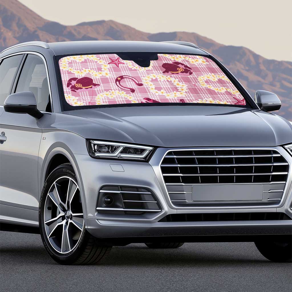 Aloha Hawaii Paniolo Lokelani Rose Palaka Auto Sun Shade Coastal Rodeo - Polynesian Pride