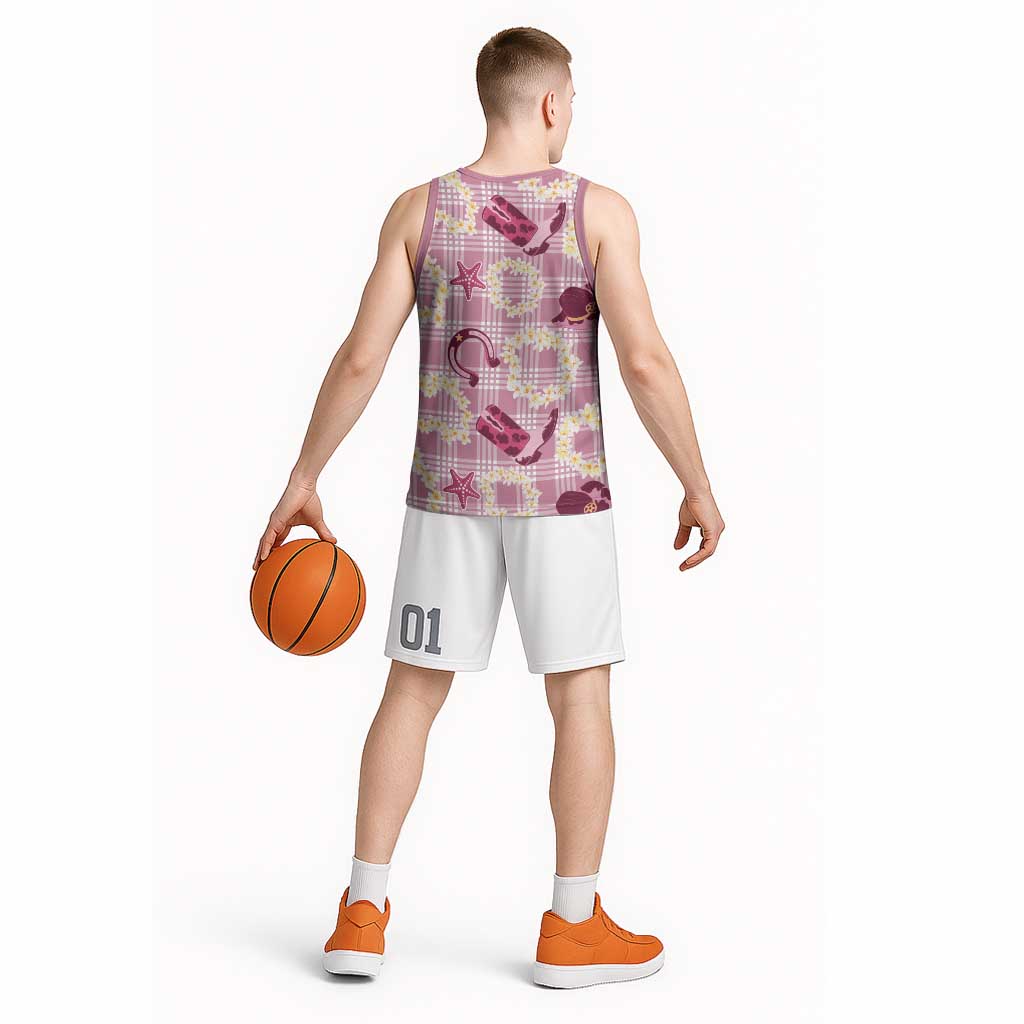 Aloha Hawaii Paniolo Lokelani Rose Palaka Basketball Jersey Coastal Rodeo - Polynesian Pride