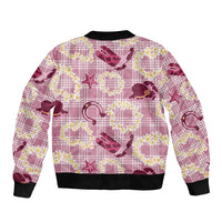 Aloha Hawaii Paniolo Lokelani Rose Palaka Bomber Jacket Coastal Rodeo - Polynesian Pride