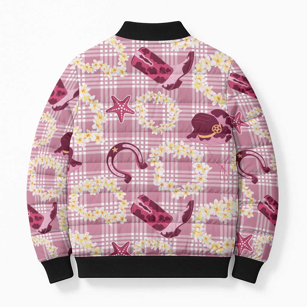 Aloha Hawaii Paniolo Lokelani Rose Palaka Bomber Puffer Jacket Coastal Rodeo - Polynesian Pride