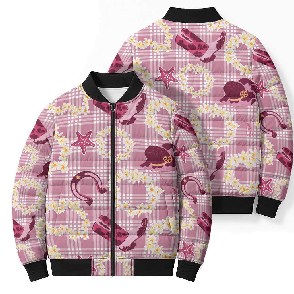 Aloha Hawaii Paniolo Lokelani Rose Palaka Bomber Puffer Jacket Coastal Rodeo - Polynesian Pride