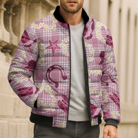 Aloha Hawaii Paniolo Lokelani Rose Palaka Bomber Puffer Jacket Coastal Rodeo - Polynesian Pride
