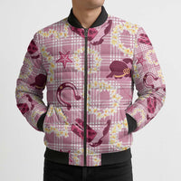 Aloha Hawaii Paniolo Lokelani Rose Palaka Bomber Puffer Jacket Coastal Rodeo - Polynesian Pride