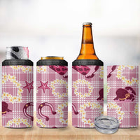 Aloha Hawaii Paniolo Lokelani Rose Palaka 4 in 1 Can Cooler Tumbler Coastal Rodeo - Polynesian Pride