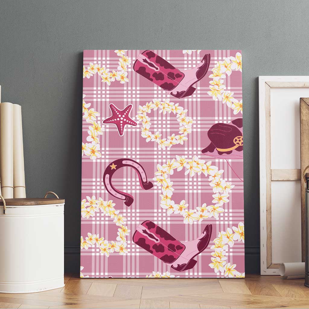 Aloha Hawaii Paniolo Lokelani Rose Palaka Canvas Wall Art Coastal Rodeo - Polynesian Pride