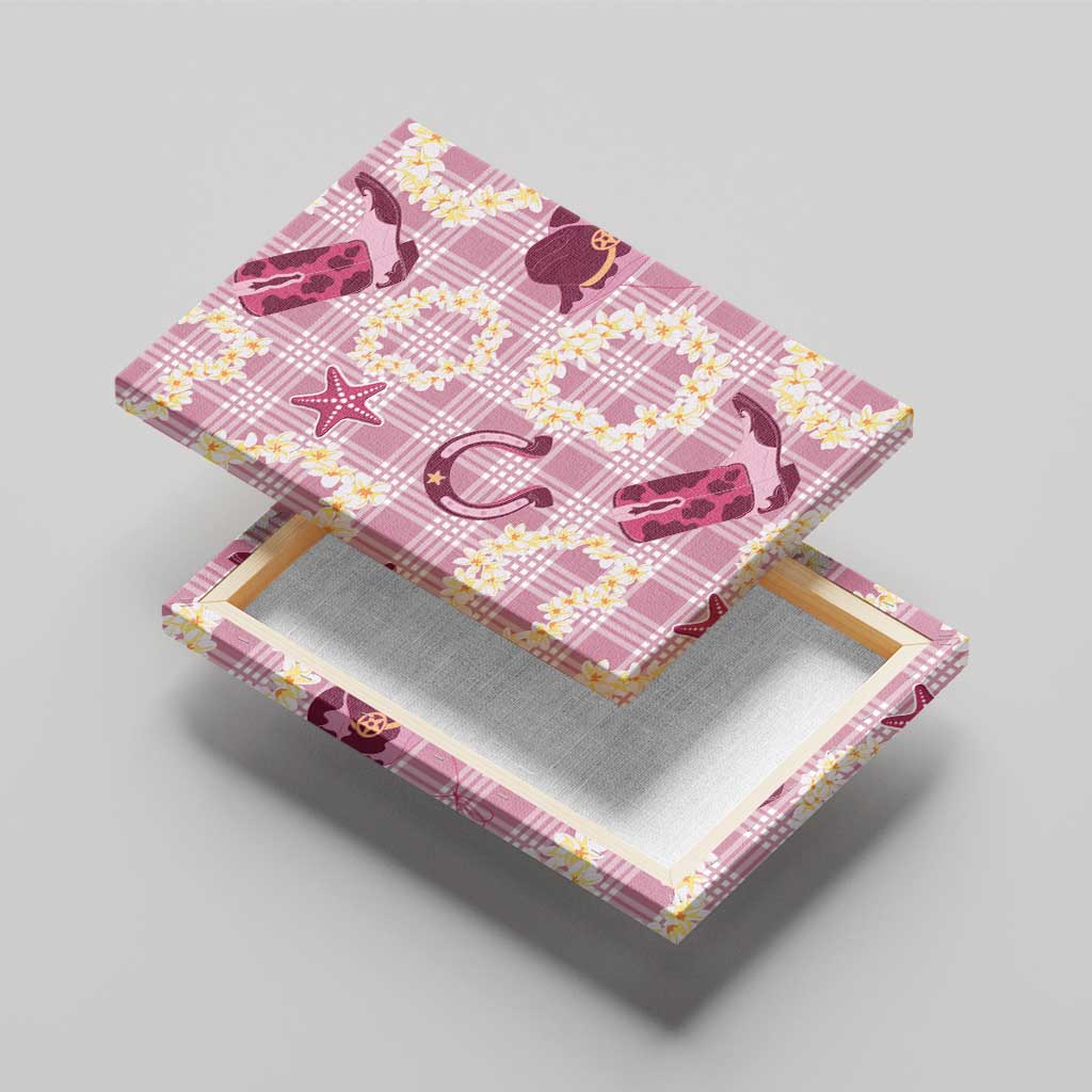 Aloha Hawaii Paniolo Lokelani Rose Palaka Canvas Wall Art Coastal Rodeo - Polynesian Pride