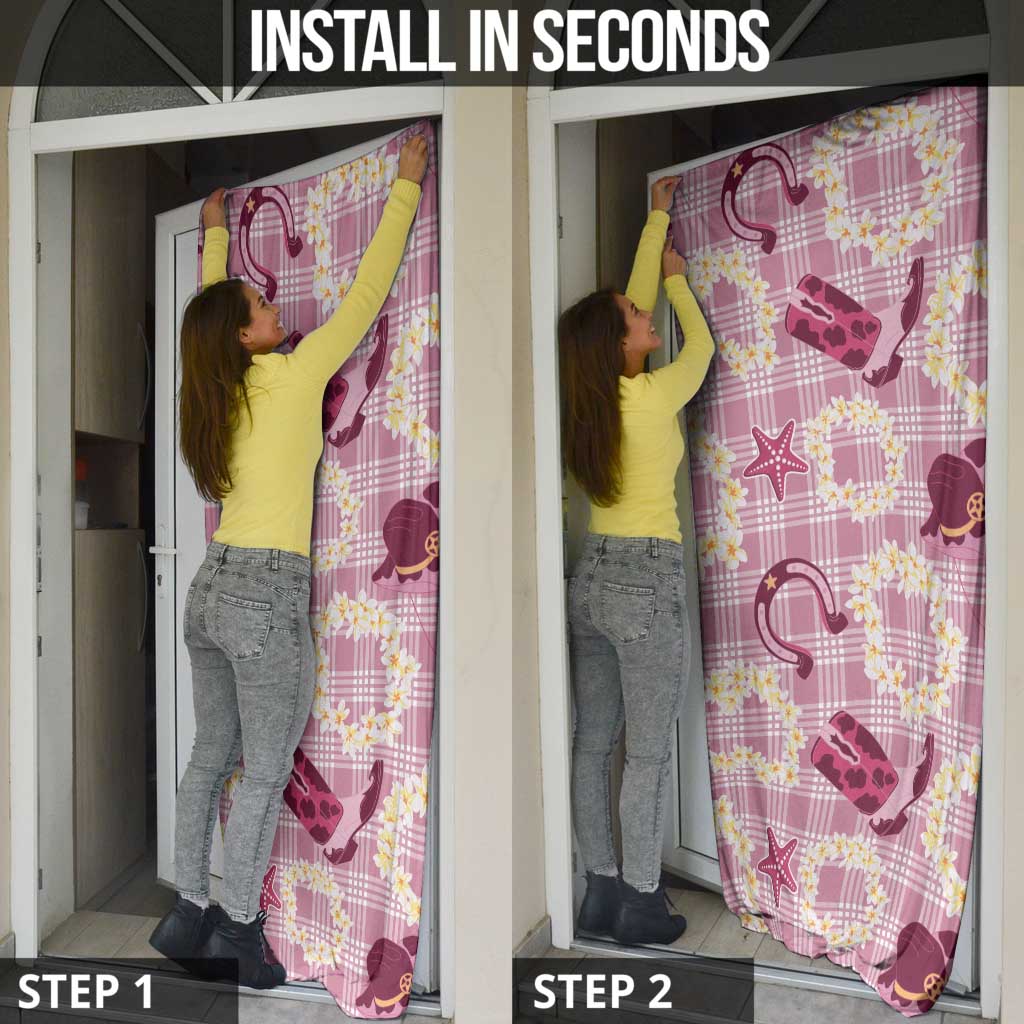 Aloha Hawaii Paniolo Lokelani Rose Palaka Door Cover Coastal Rodeo - Polynesian Pride