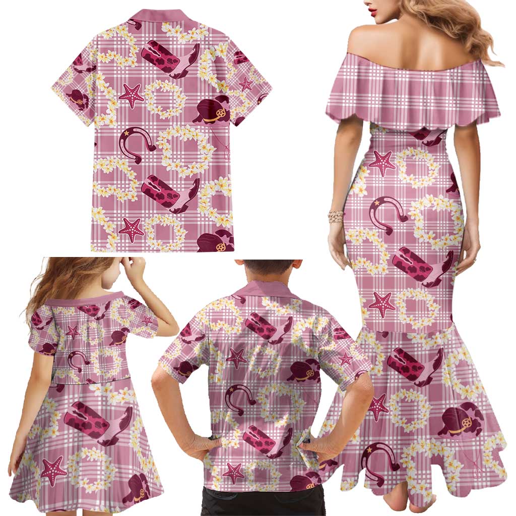 Aloha Hawaii Paniolo Lokelani Rose Palaka Family Matching Mermaid Dress and Hawaiian Shirt Coastal Rodeo - Polynesian Pride