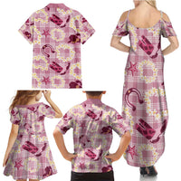 Aloha Hawaii Paniolo Lokelani Rose Palaka Family Matching Summer Maxi Dress and Hawaiian Shirt Coastal Rodeo - Polynesian Pride