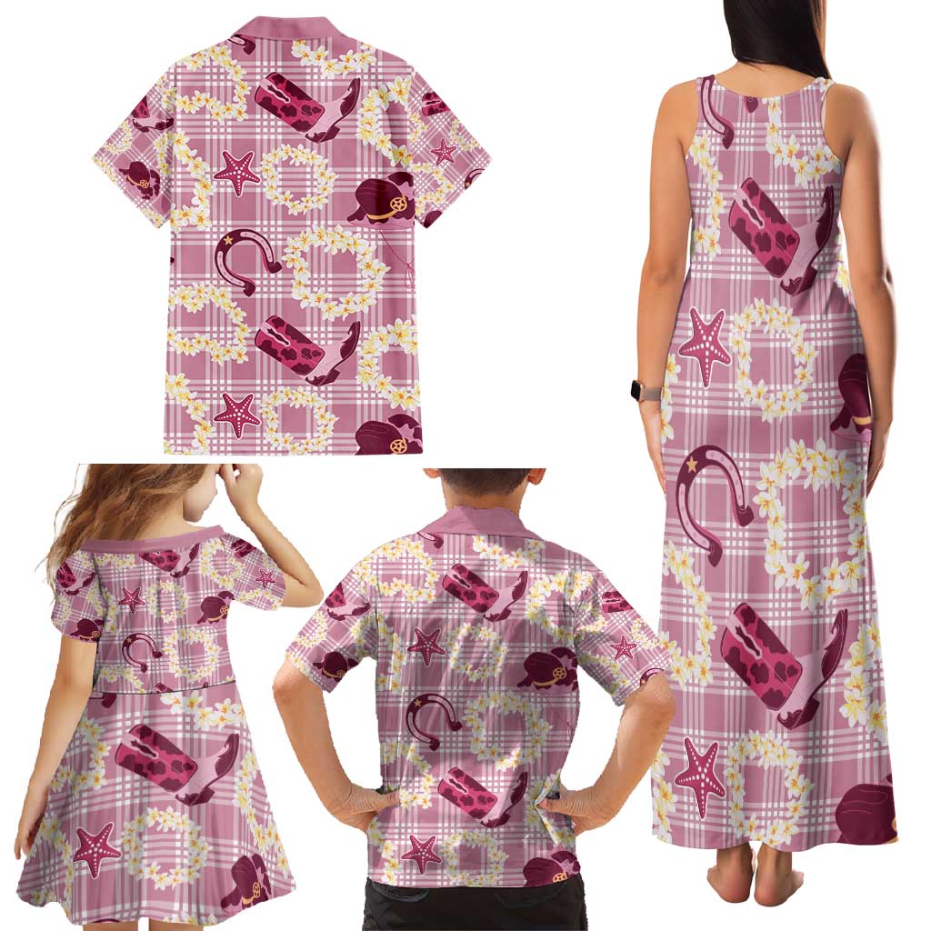 Aloha Hawaii Paniolo Lokelani Rose Palaka Family Matching Tank Maxi Dress and Hawaiian Shirt Coastal Rodeo - Polynesian Pride