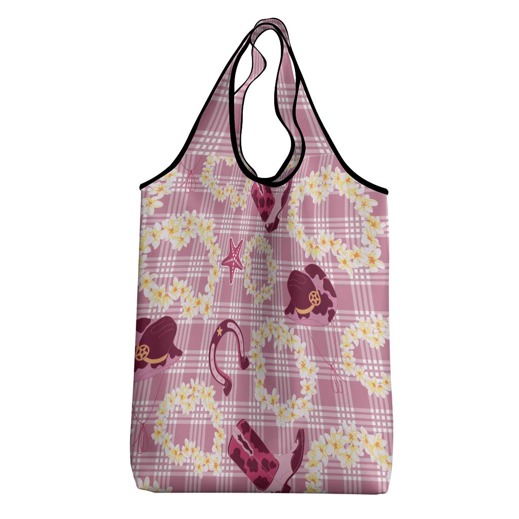 Aloha Hawaii Paniolo Lokelani Rose Palaka Grocery Bag Coastal Rodeo - Polynesian Pride
