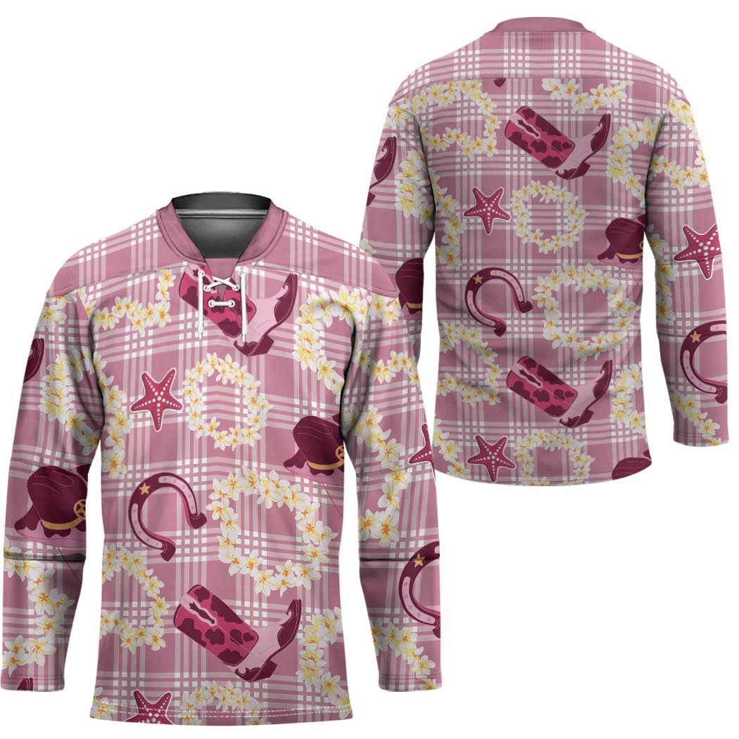 Aloha Hawaii Paniolo Lokelani Rose Palaka Hockey Jersey Coastal Rodeo - Polynesian Pride