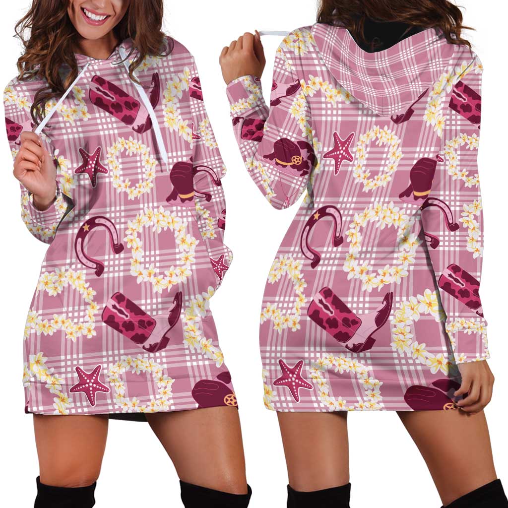 Aloha Hawaii Paniolo Lokelani Rose Palaka Hoodie Dress Coastal Rodeo - Polynesian Pride