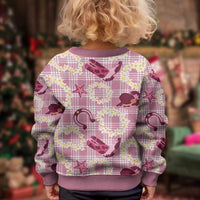 Aloha Hawaii Paniolo Lokelani Rose Palaka Kid Ugly Christmas Sweater Coastal Rodeo - Polynesian Pride