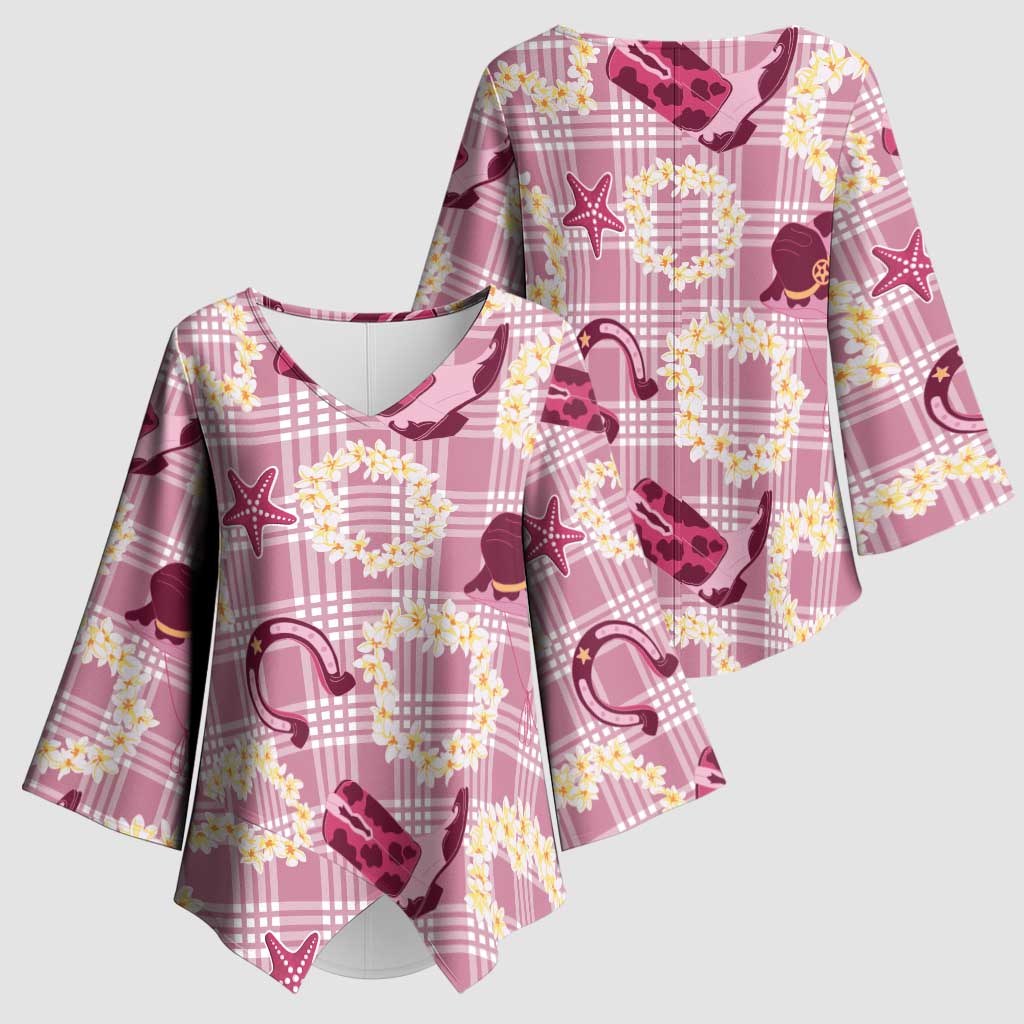 Aloha Hawaii Paniolo Lokelani Rose Palaka Kimono Sleeve Blouse Coastal Rodeo - Polynesian Pride